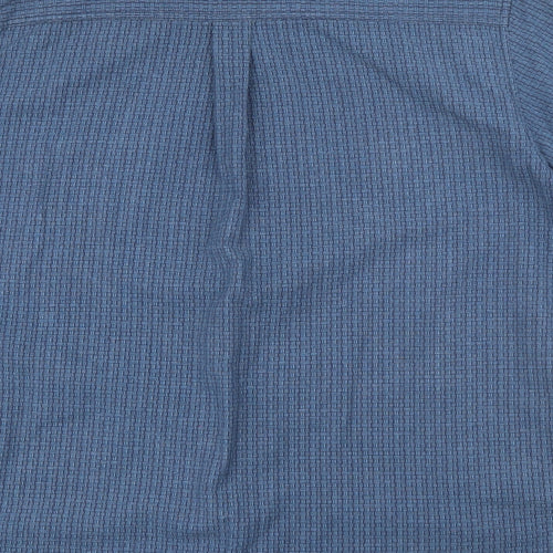 One Valley Mens Blue Geometric Cotton  Button-Up Size M Collared Button