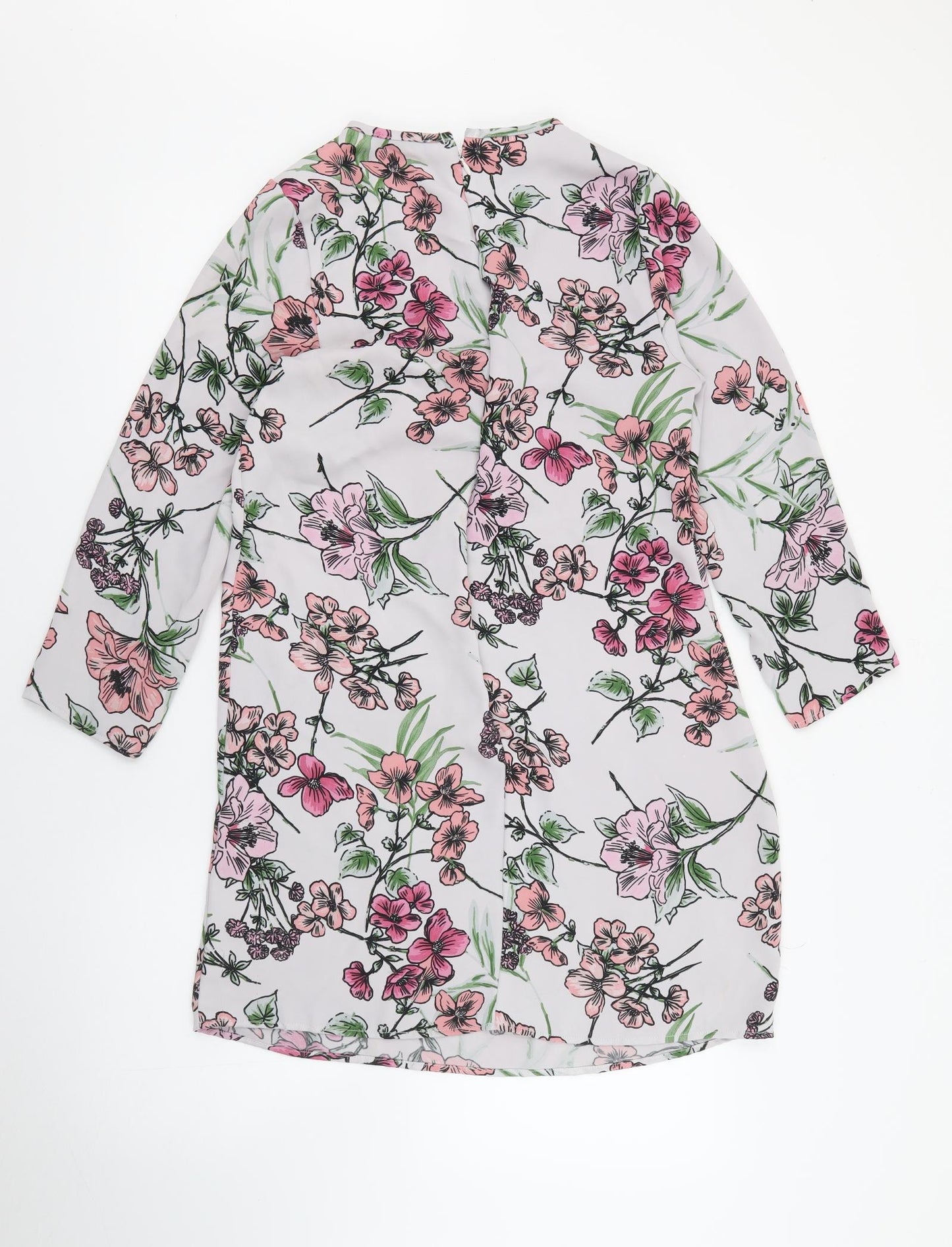 Very Womens Grey Floral Polyester Sheath  Size 10  Round Neck Zip