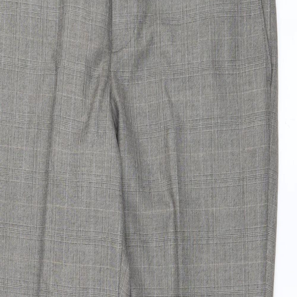 F&F Mens Brown Plaid Polyester Dress Pants Trousers Size 32 L31 in Regular Button
