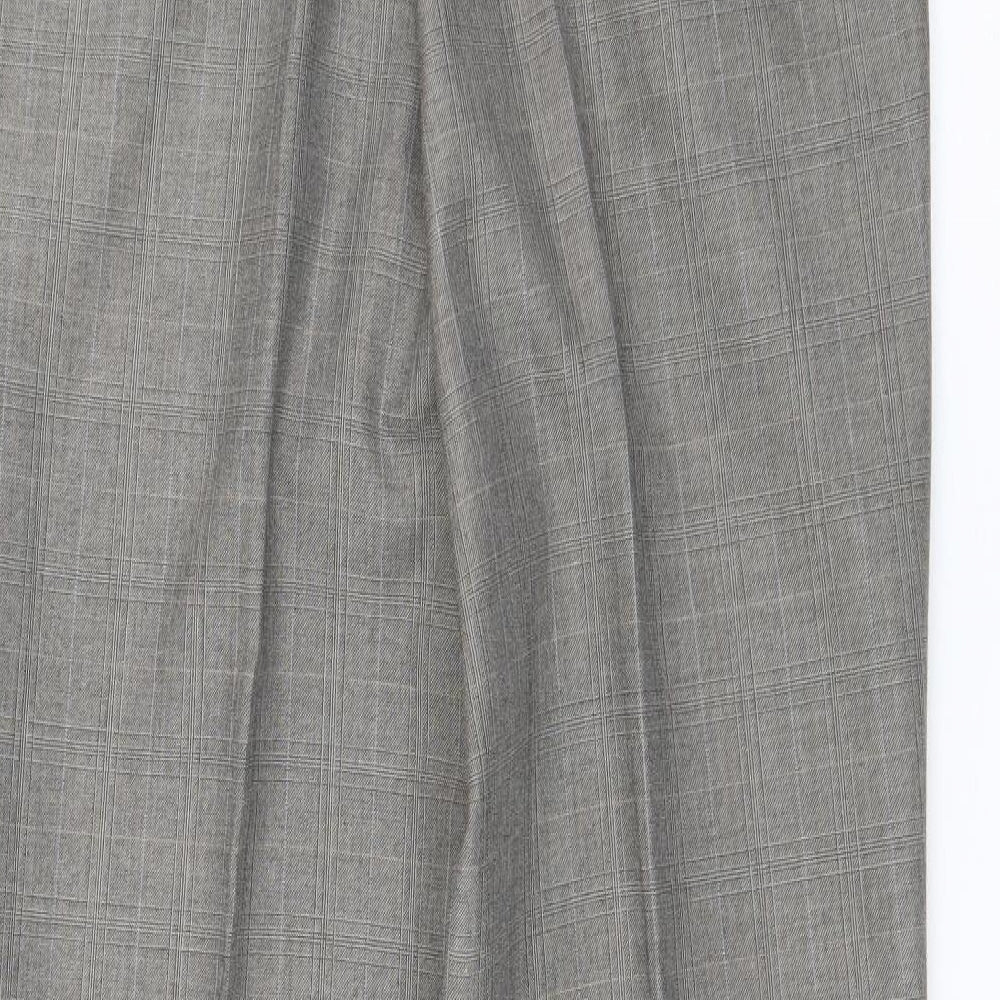 F&F Mens Brown Plaid Polyester Dress Pants Trousers Size 32 L31 in Regular Button