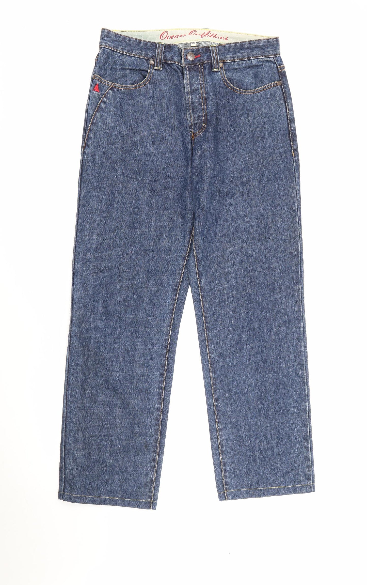 MUSTO Mens Blue  Cotton Straight Jeans Size 32 L29 in Regular Button