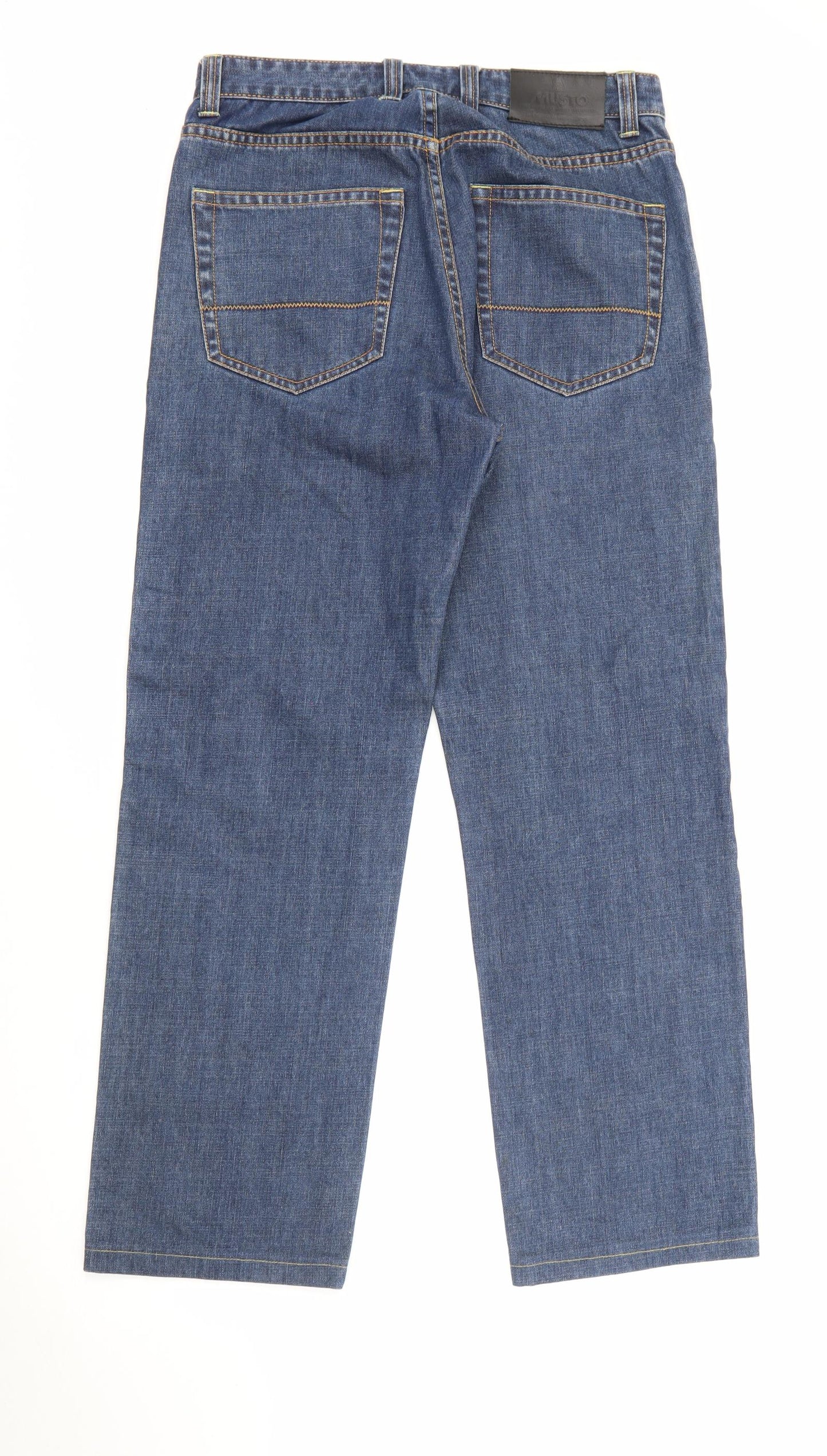 MUSTO Mens Blue  Cotton Straight Jeans Size 32 L29 in Regular Button