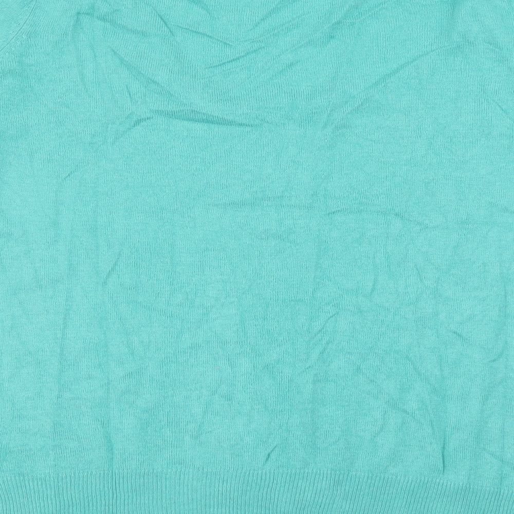Peacocks Womens Green Scoop Neck  Cotton Pullover Jumper Size 18