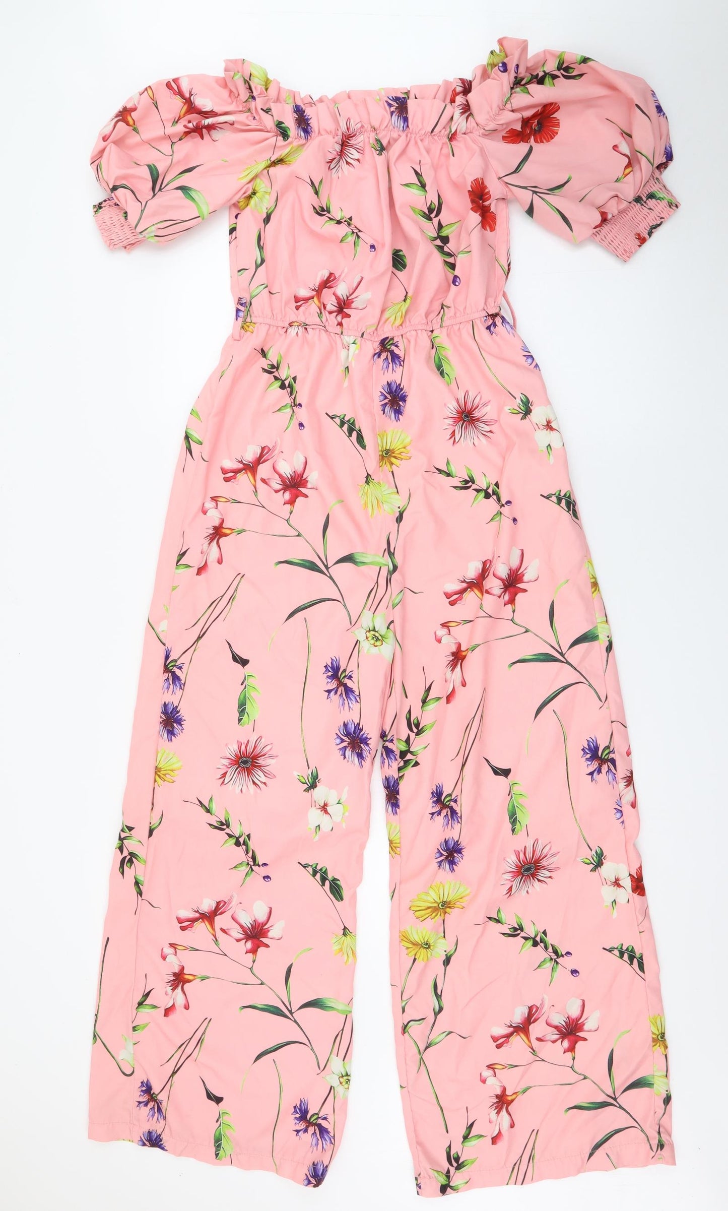 SheIn Womens Pink Floral Polyester Jumpsuit One-Piece Size M L26 in