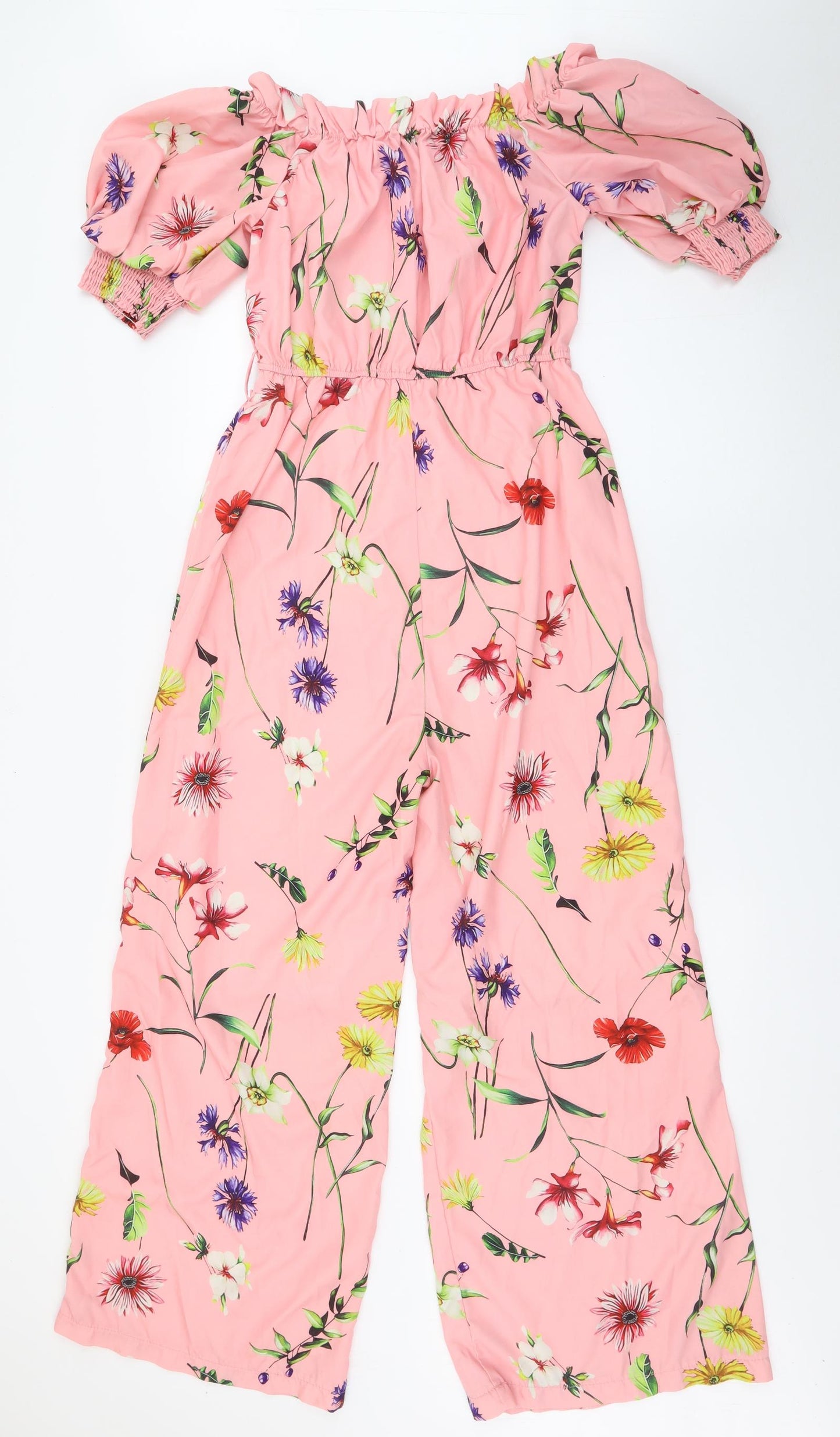 SheIn Womens Pink Floral Polyester Jumpsuit One-Piece Size M L26 in