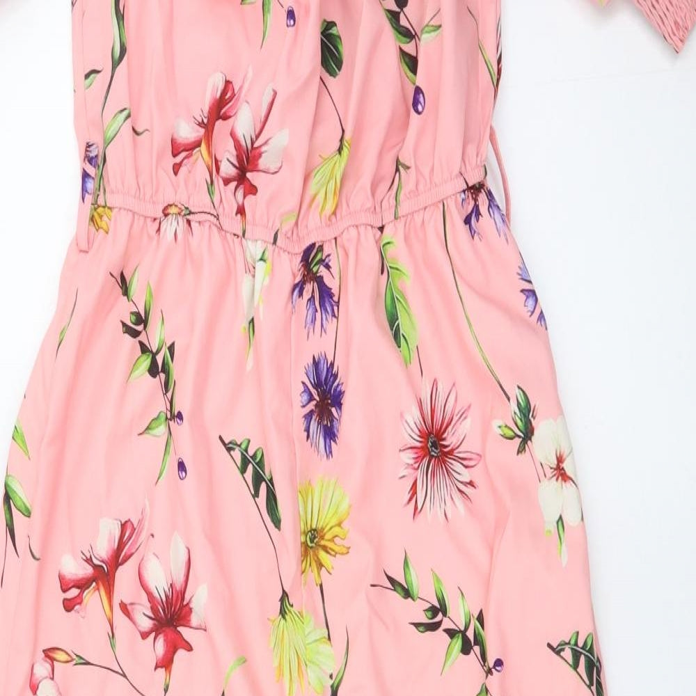 SheIn Womens Pink Floral Polyester Jumpsuit One-Piece Size M L26 in