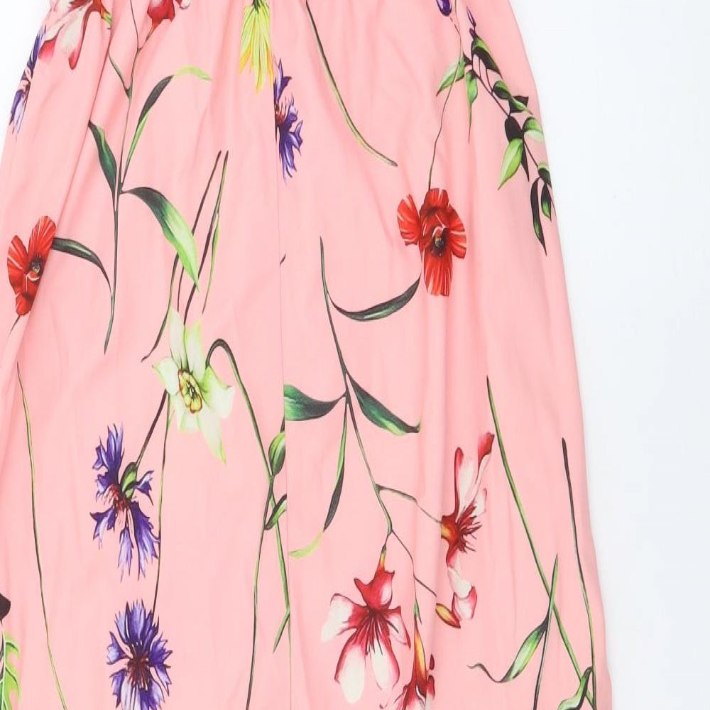 SheIn Womens Pink Floral Polyester Jumpsuit One-Piece Size M L26 in