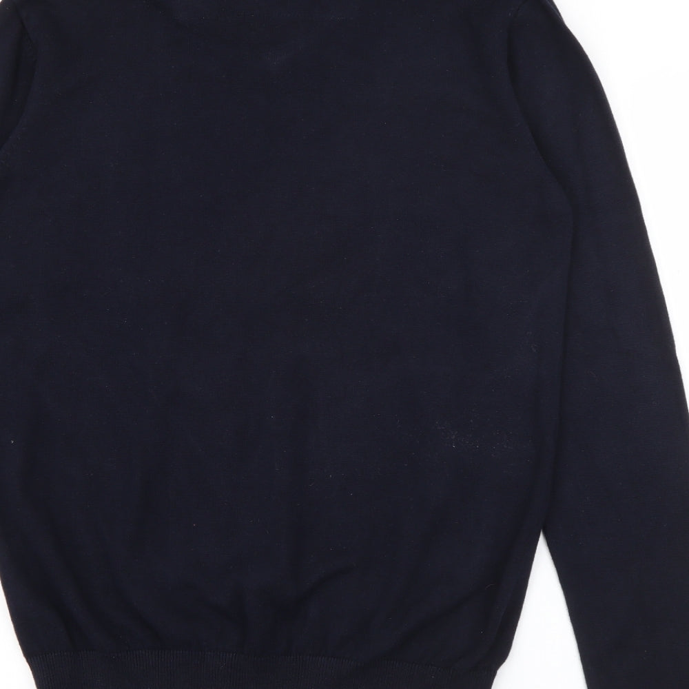 George Mens Blue Collared  Cotton Pullover Jumper Size S