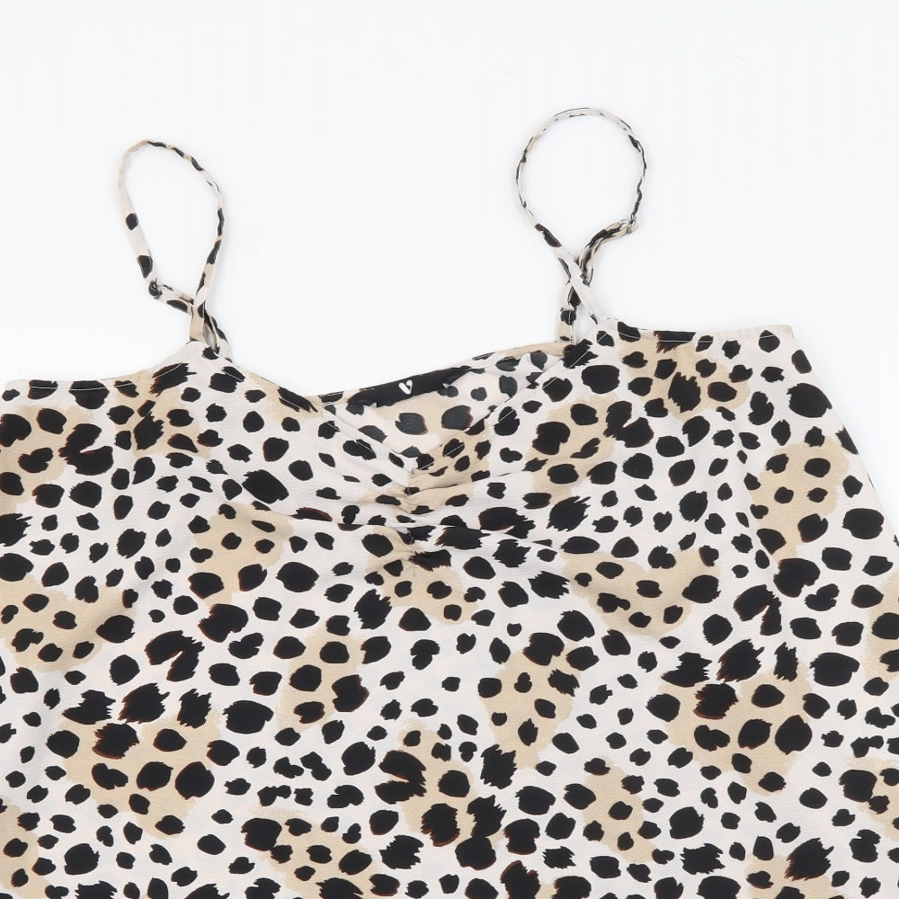 Very Womens Brown Animal Print Polyester Camisole Tank Size 10 V-Neck