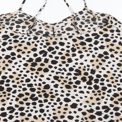 Very Womens Brown Animal Print Polyester Camisole Tank Size 10 V-Neck
