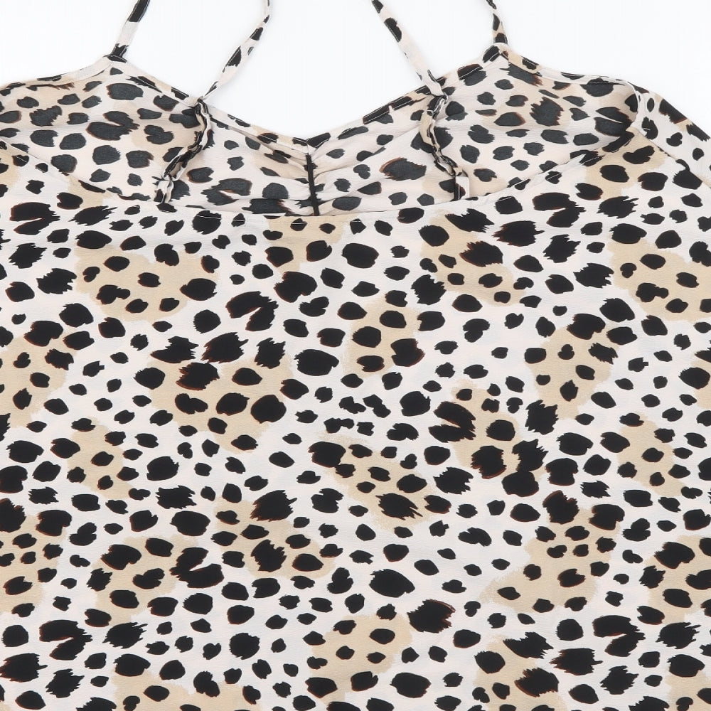 Very Womens Brown Animal Print Polyester Camisole Tank Size 10 V-Neck
