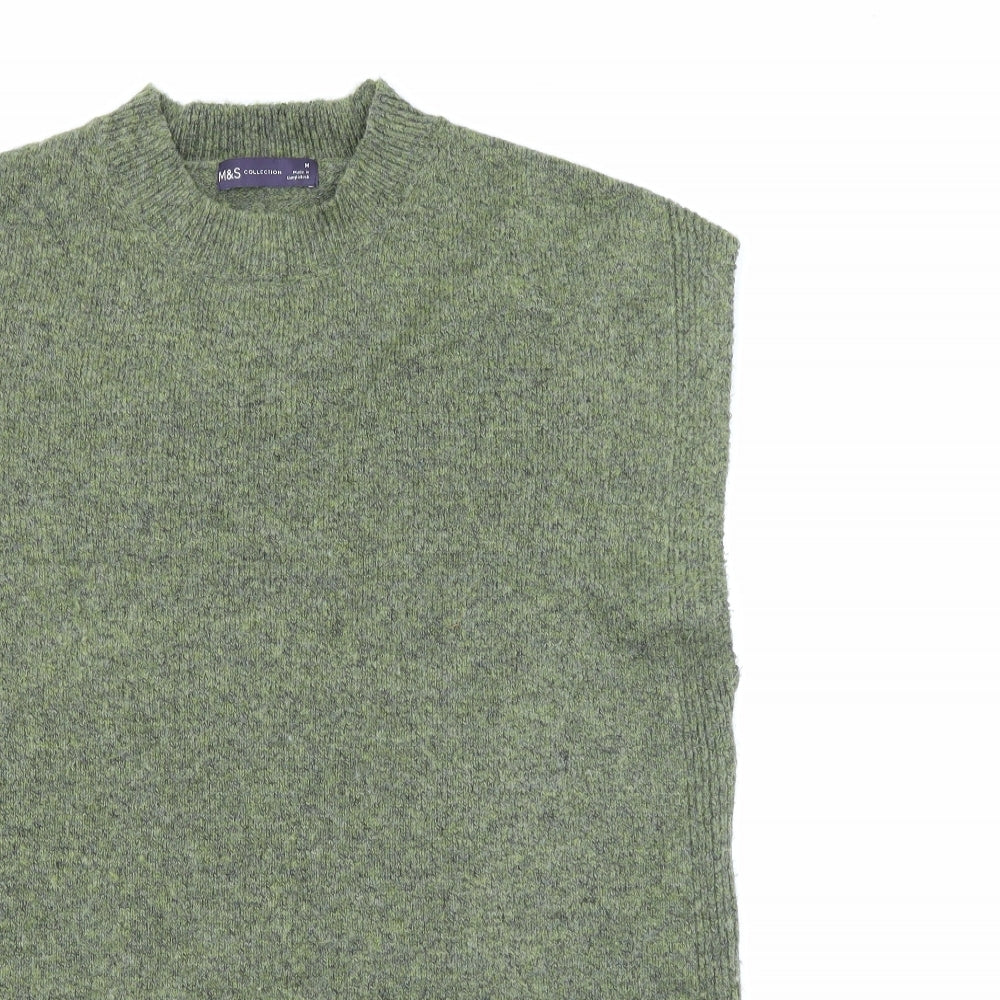 Marks and Spencer Womens Green Crew Neck  Acrylic Pullover Jumper Size M