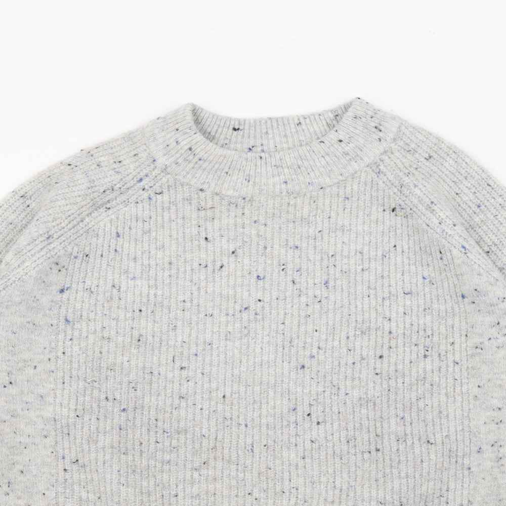 Marks and Spencer Womens Grey Crew Neck  Acrylic Pullover Jumper Size M