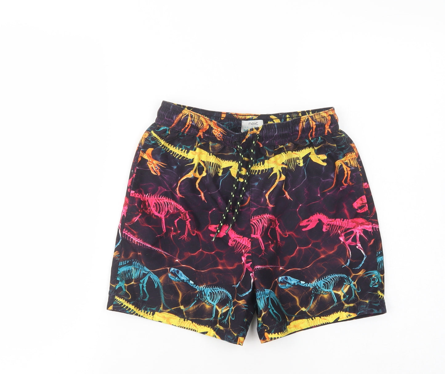 NEXT Boys Purple Geometric Polyester Bermuda Shorts Size 9 Years  Regular Drawstring - Dinosaur Print