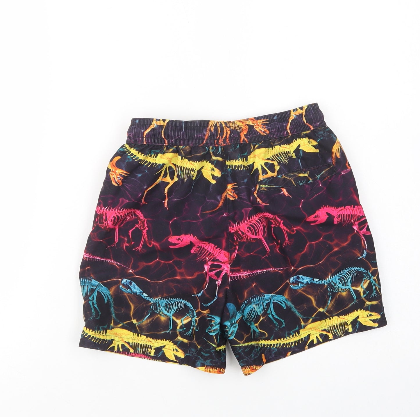 NEXT Boys Purple Geometric Polyester Bermuda Shorts Size 9 Years  Regular Drawstring - Dinosaur Print