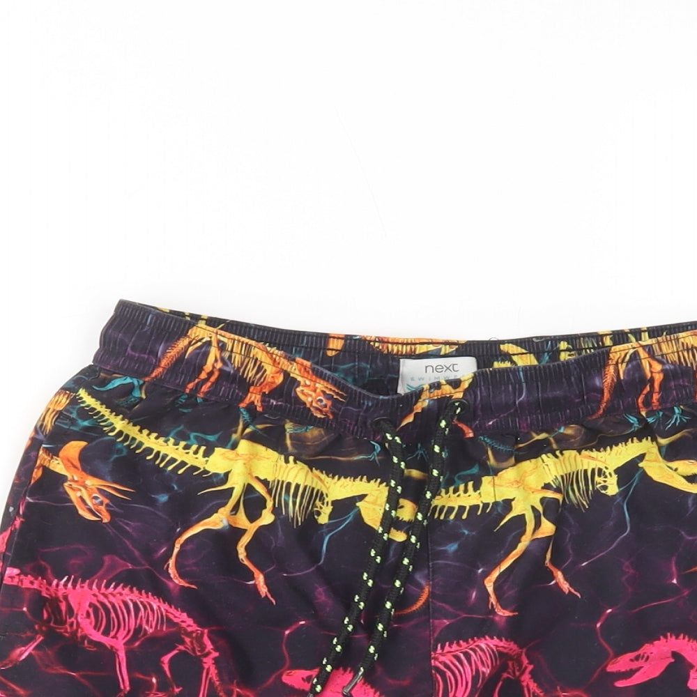 NEXT Boys Purple Geometric Polyester Bermuda Shorts Size 9 Years  Regular Drawstring - Dinosaur Print