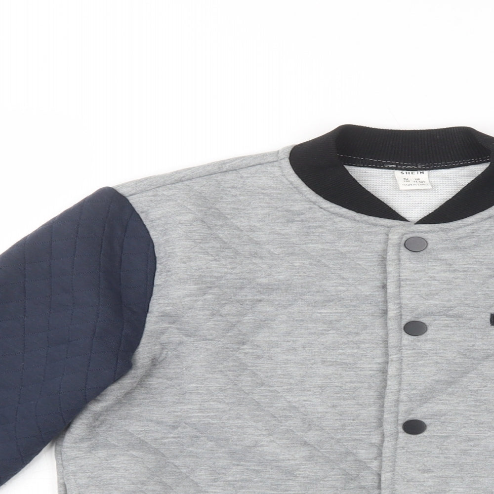 SheIn Boys Grey Colourblock  Varsity Jacket Jacket Size 11-12 Years  Snap