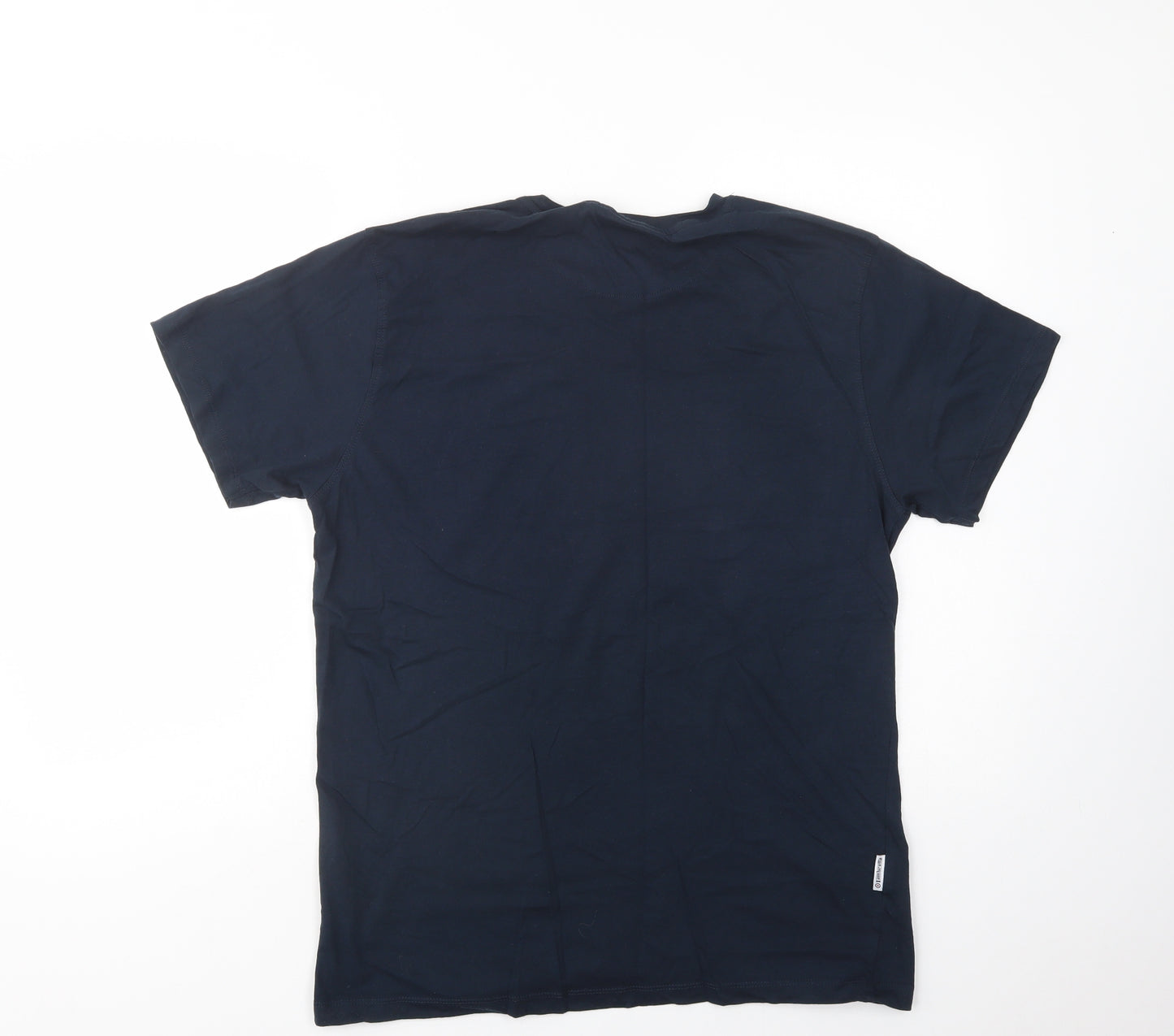 Lambretta Mens Blue Colourblock Cotton  T-Shirt Size L Crew Neck