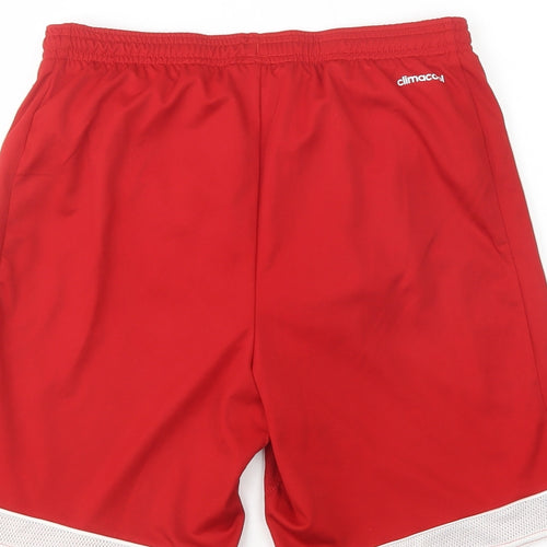 adidas Boys Red  Polyester Sweat Shorts Size 13-14 Years  Regular Drawstring