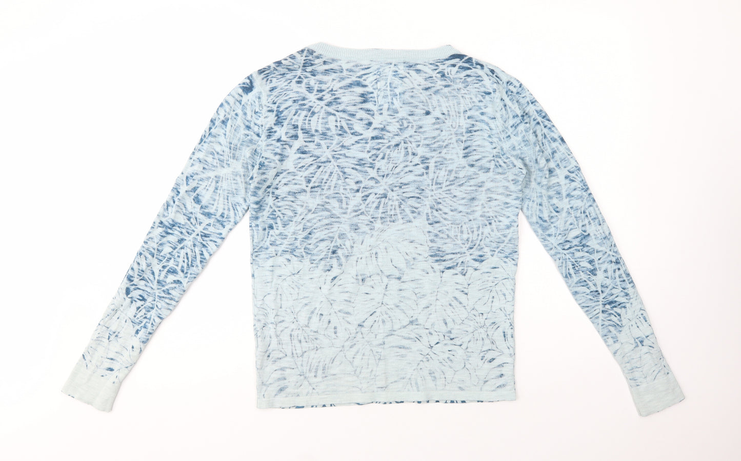 Saltrock Womens Blue Boat Neck Floral Cotton Pullover Jumper Size 10