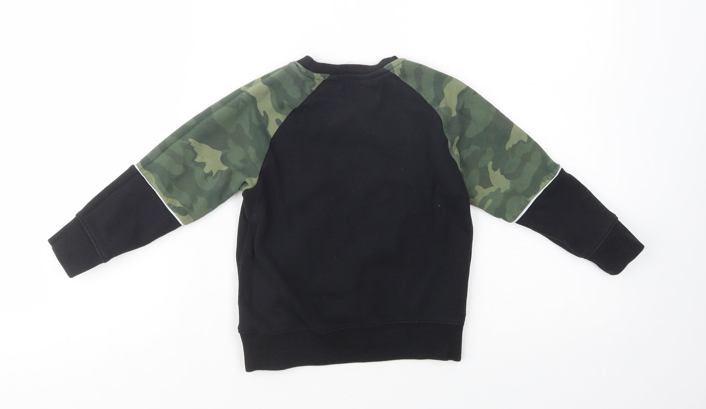 NEXT Boys Black Camouflage Cotton Pullover Sweatshirt Size 3-4 Years  Pullover - Dino