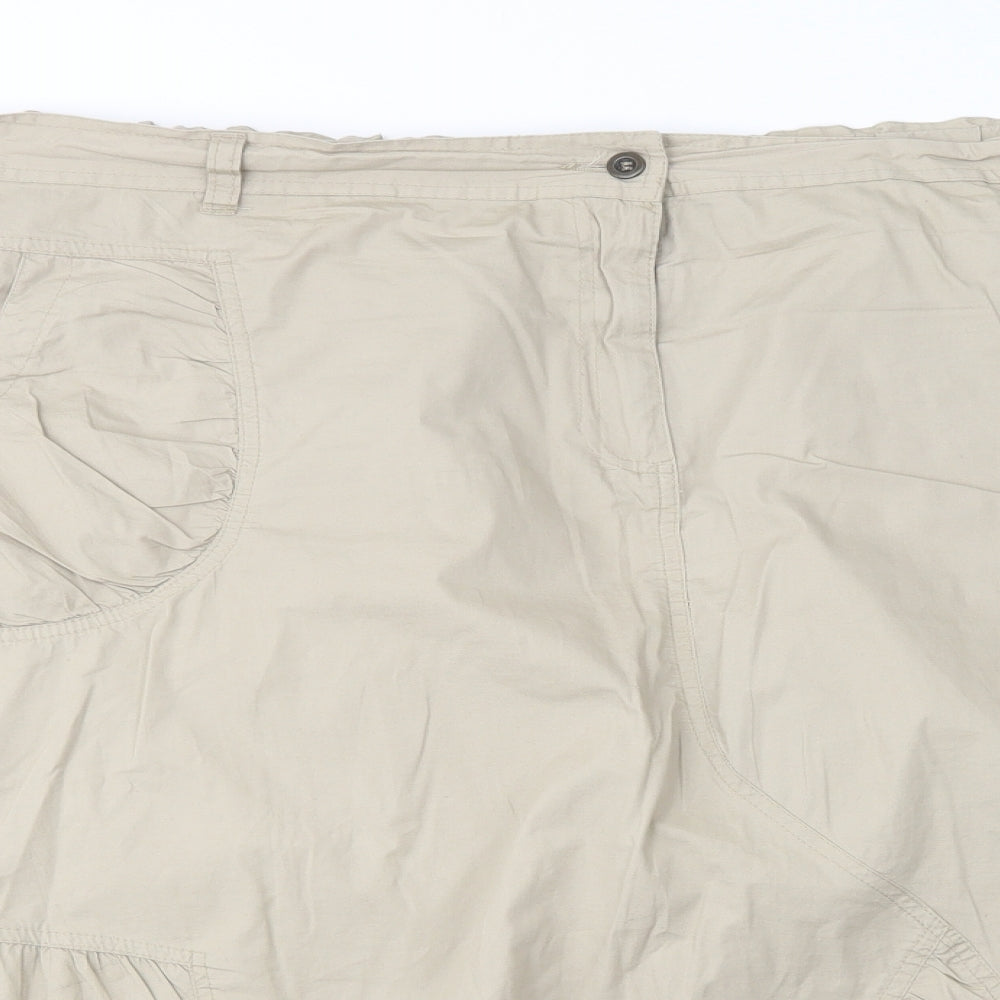La Redoute Womens Beige  Cotton Cargo Skirt Size 24   Button