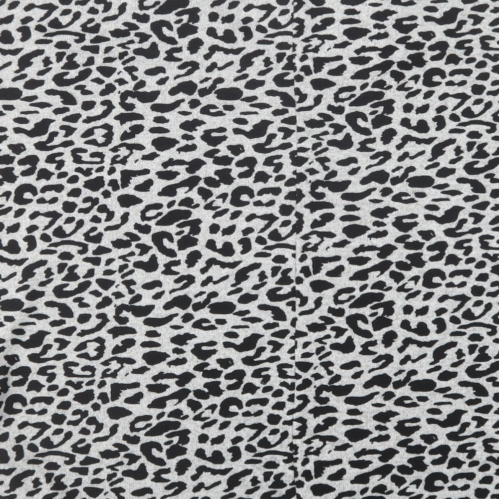 Blue Vanilla Womens Grey V-Neck Animal Print Polyester Pullover Jumper Size S