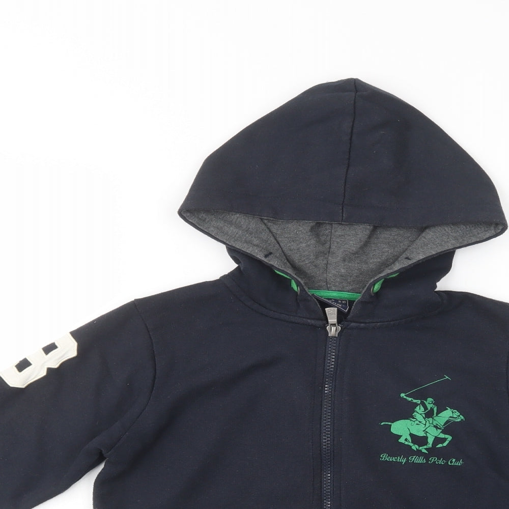 Beverly Hills Polo Club Boys Blue  Cotton Full Zip Hoodie Size 9-10 Years  Zip