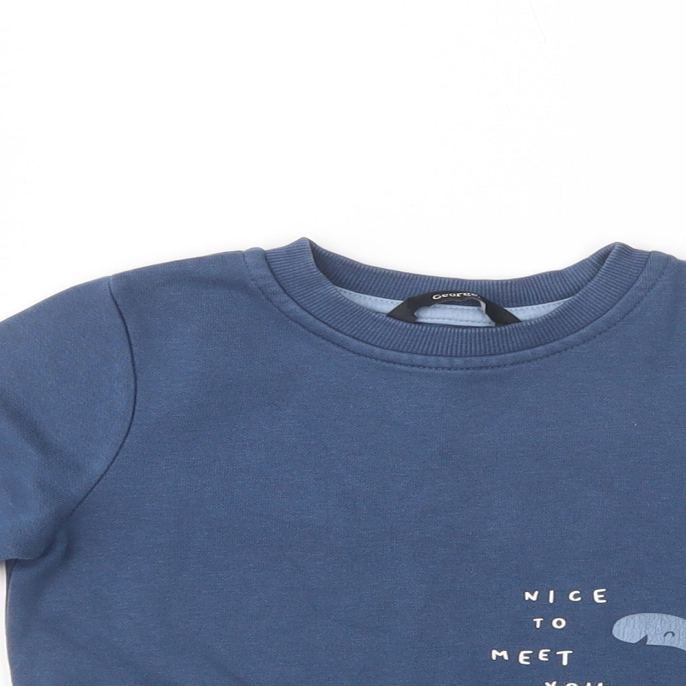 George Baby Blue  Cotton Pullover Jumper Size 18-24 Months  Pullover - Dino