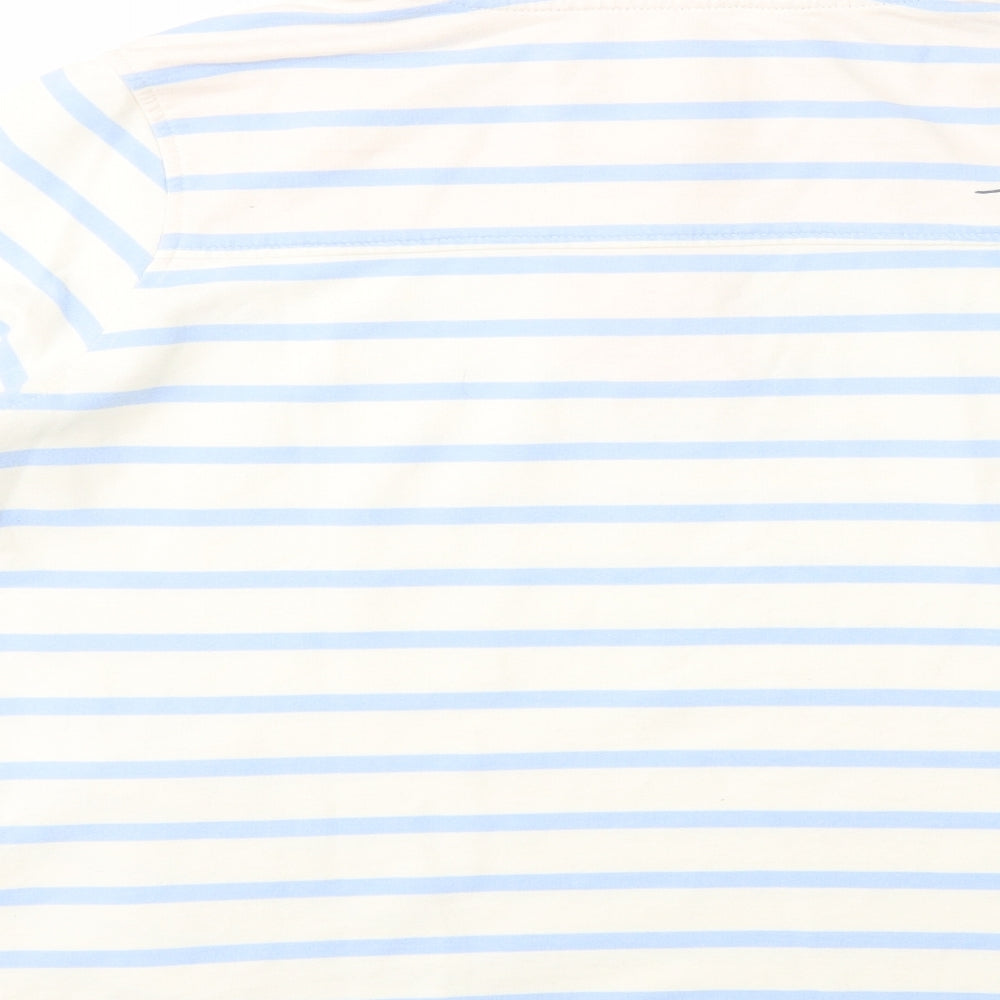 Tayberry Womens White Striped Cotton Pullover Sweatshirt Size L  Zip