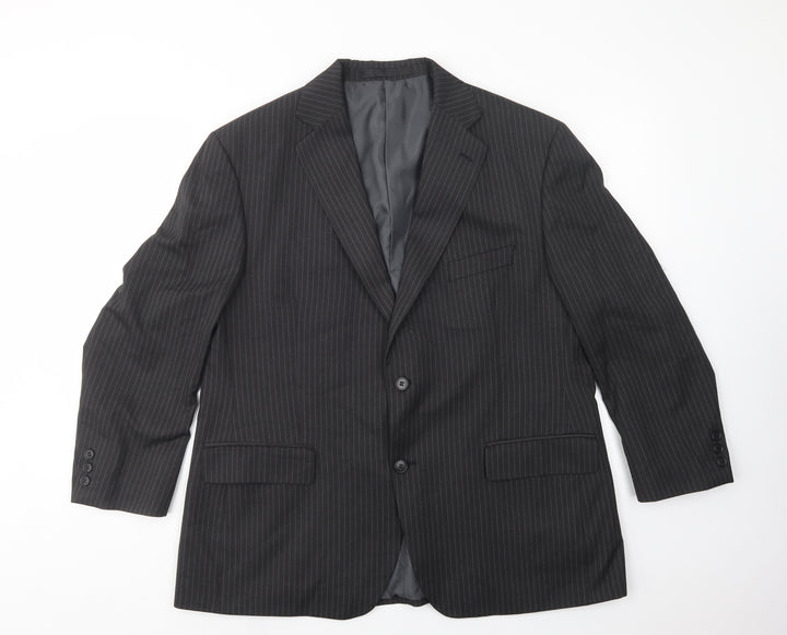 Impressions Mens Grey Striped Jacket Blazer Size L Button