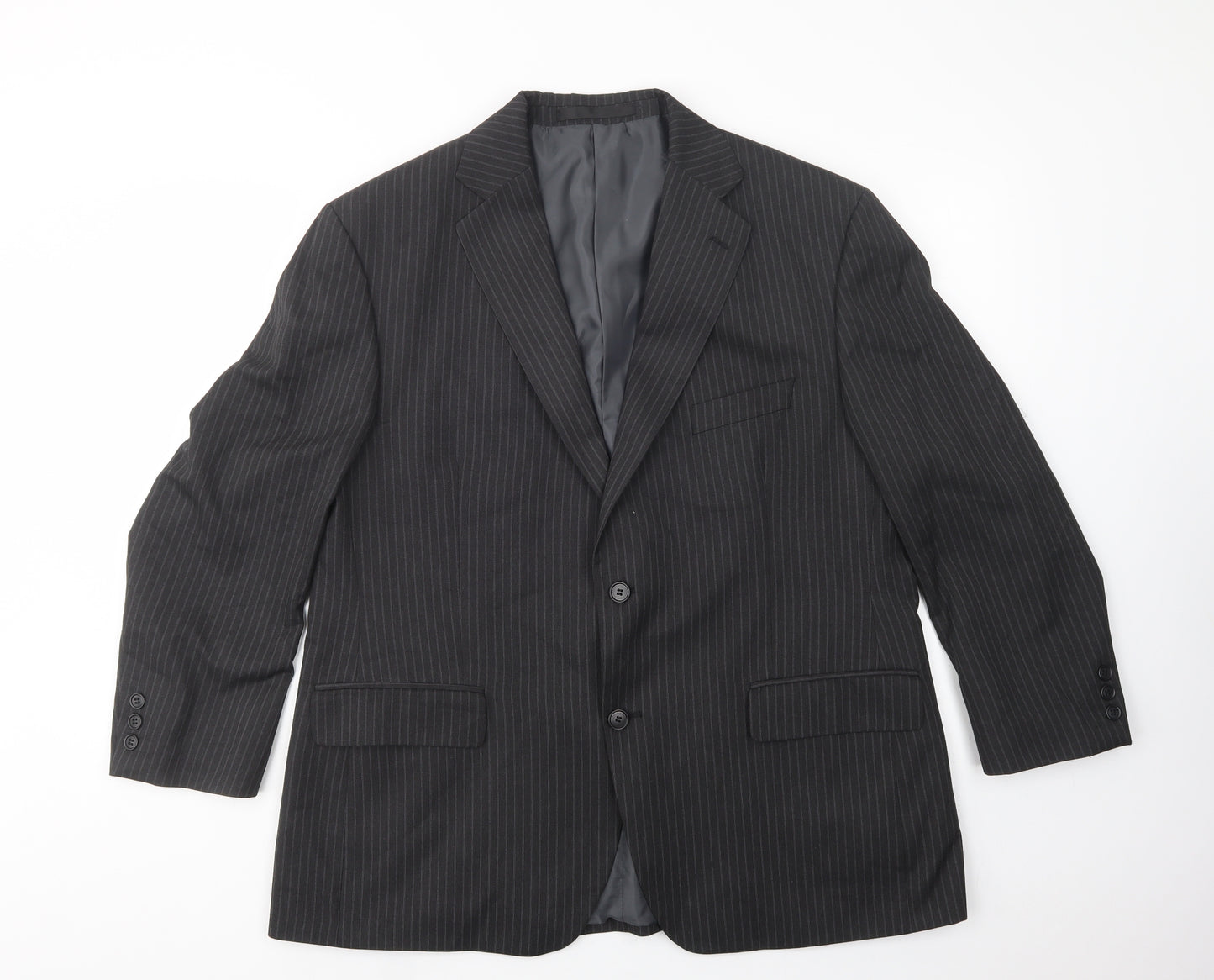 Impressions Mens Grey Striped  Jacket Blazer Size L  Button