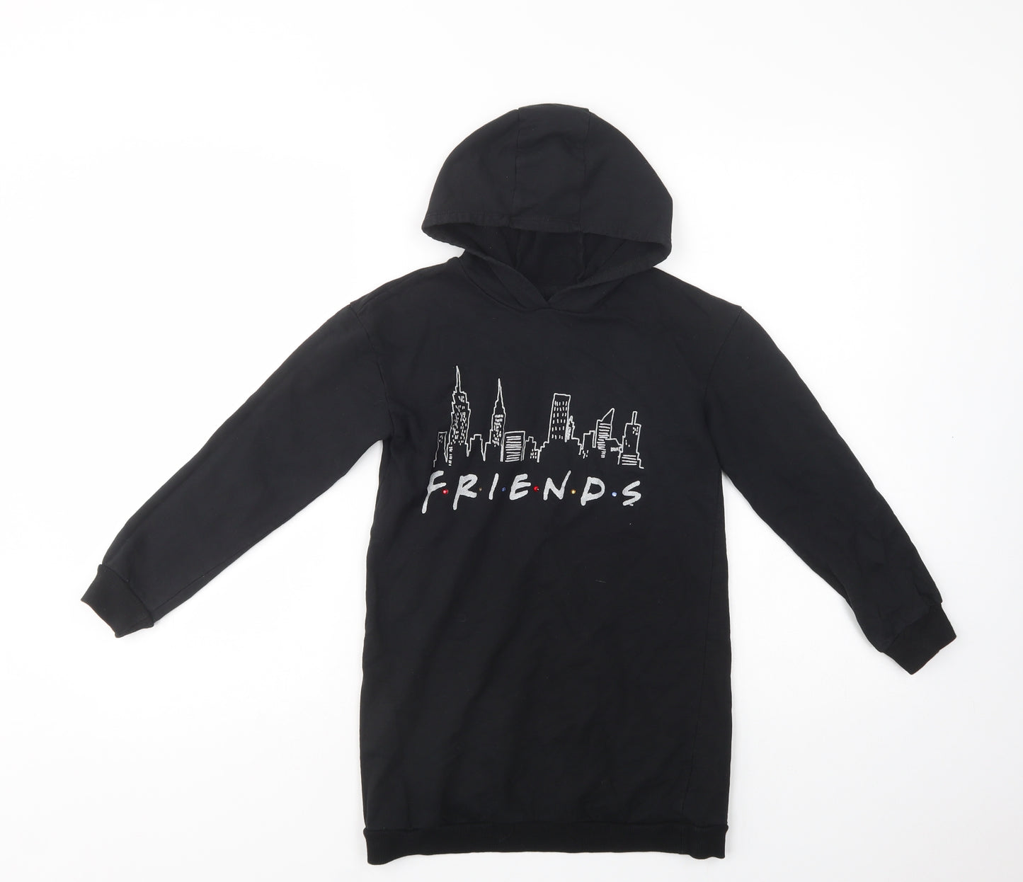 George Girls Black  Cotton Tunic Hoodie Size 7-8 Years  Pullover - Friends