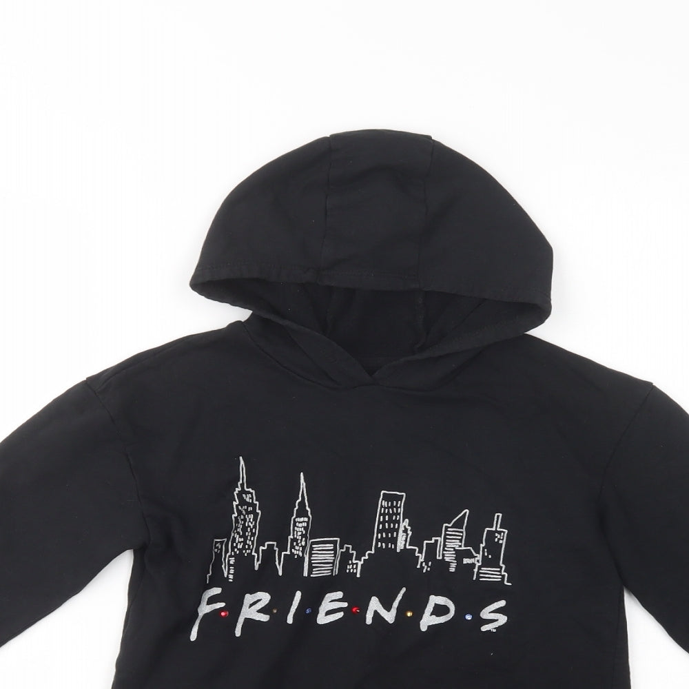 George Girls Black  Cotton Tunic Hoodie Size 7-8 Years  Pullover - Friends
