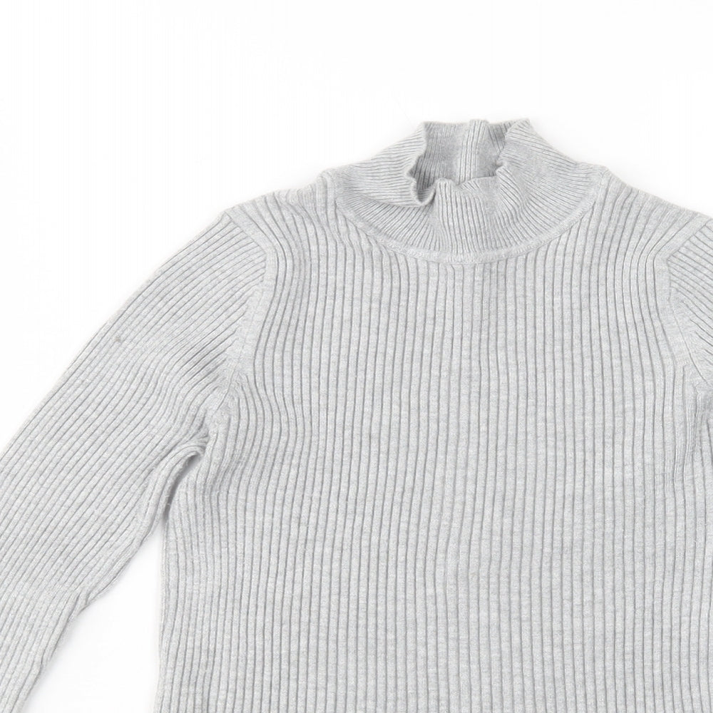 New Look Womens Grey Mock Neck  Viscose Pullover Jumper Size 10