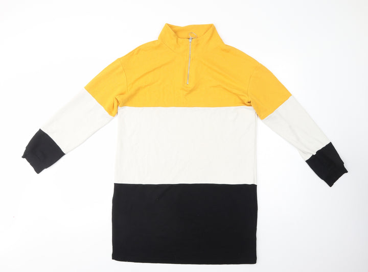 Select Womens Multicoloured Colourblock Viscose Tunic Sweatshirt Size 12 Zip