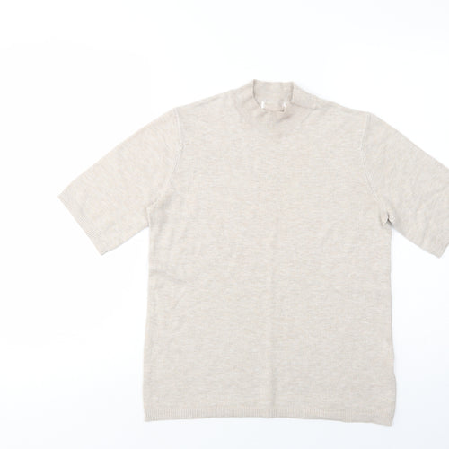 H&M Womens Beige Mock Neck  Viscose Pullover Jumper Size S