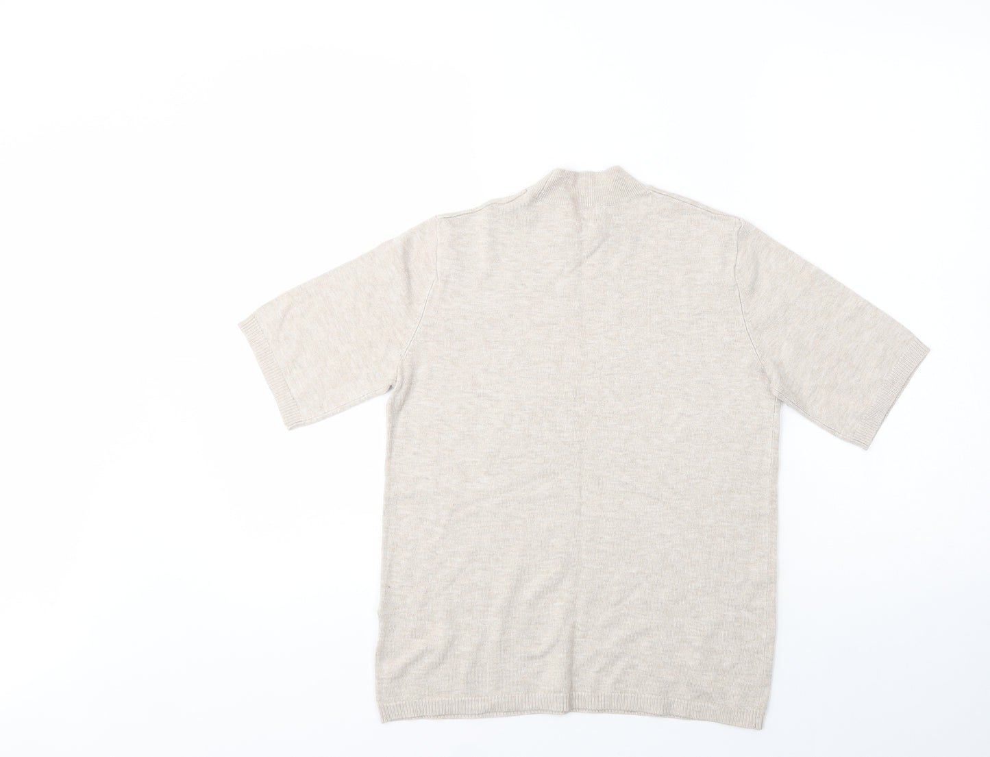 H&M Womens Beige Mock Neck  Viscose Pullover Jumper Size S