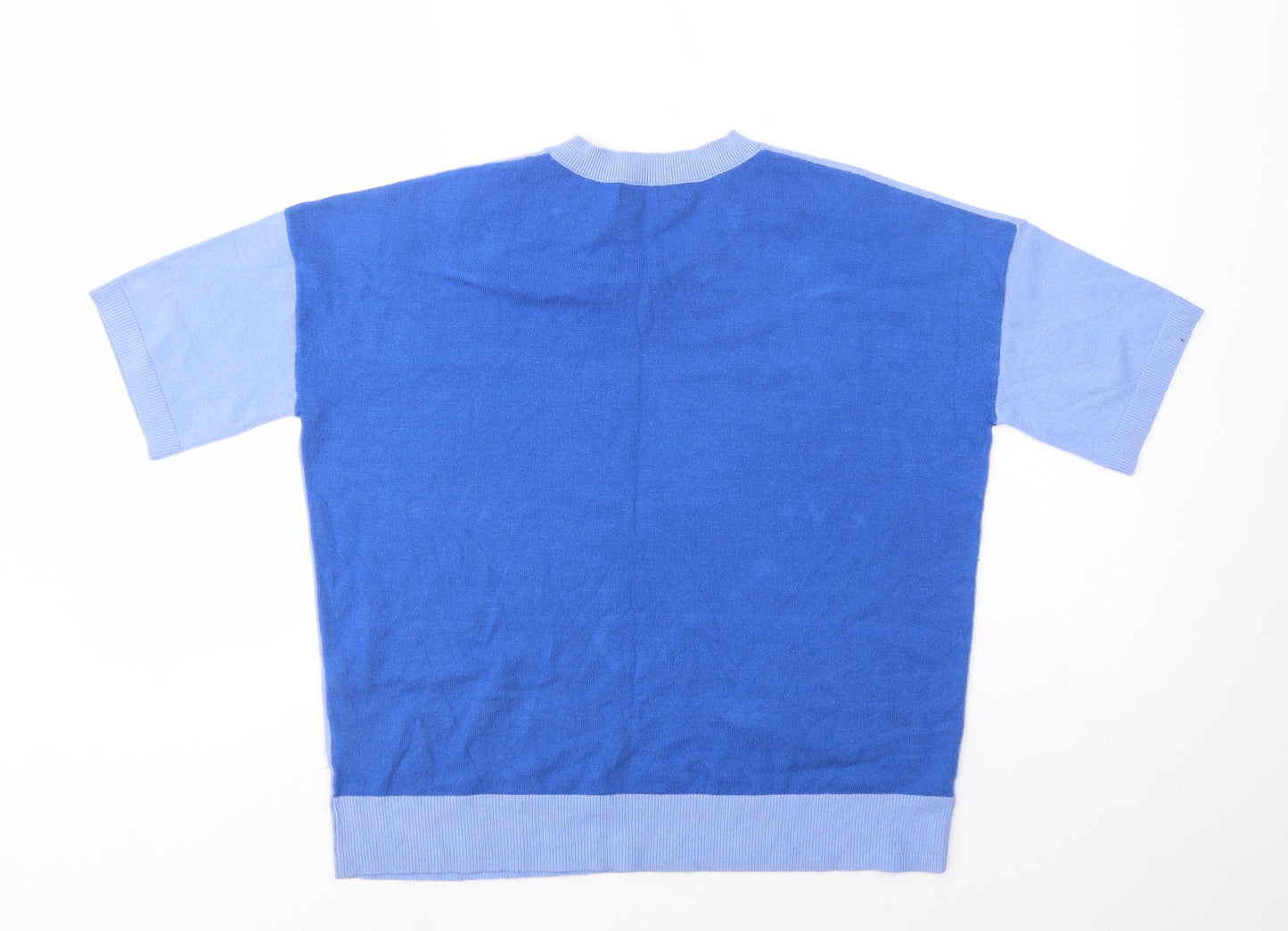 Marks and Spencer Womens Blue V-Neck  Viscose Pullover Jumper Size 12