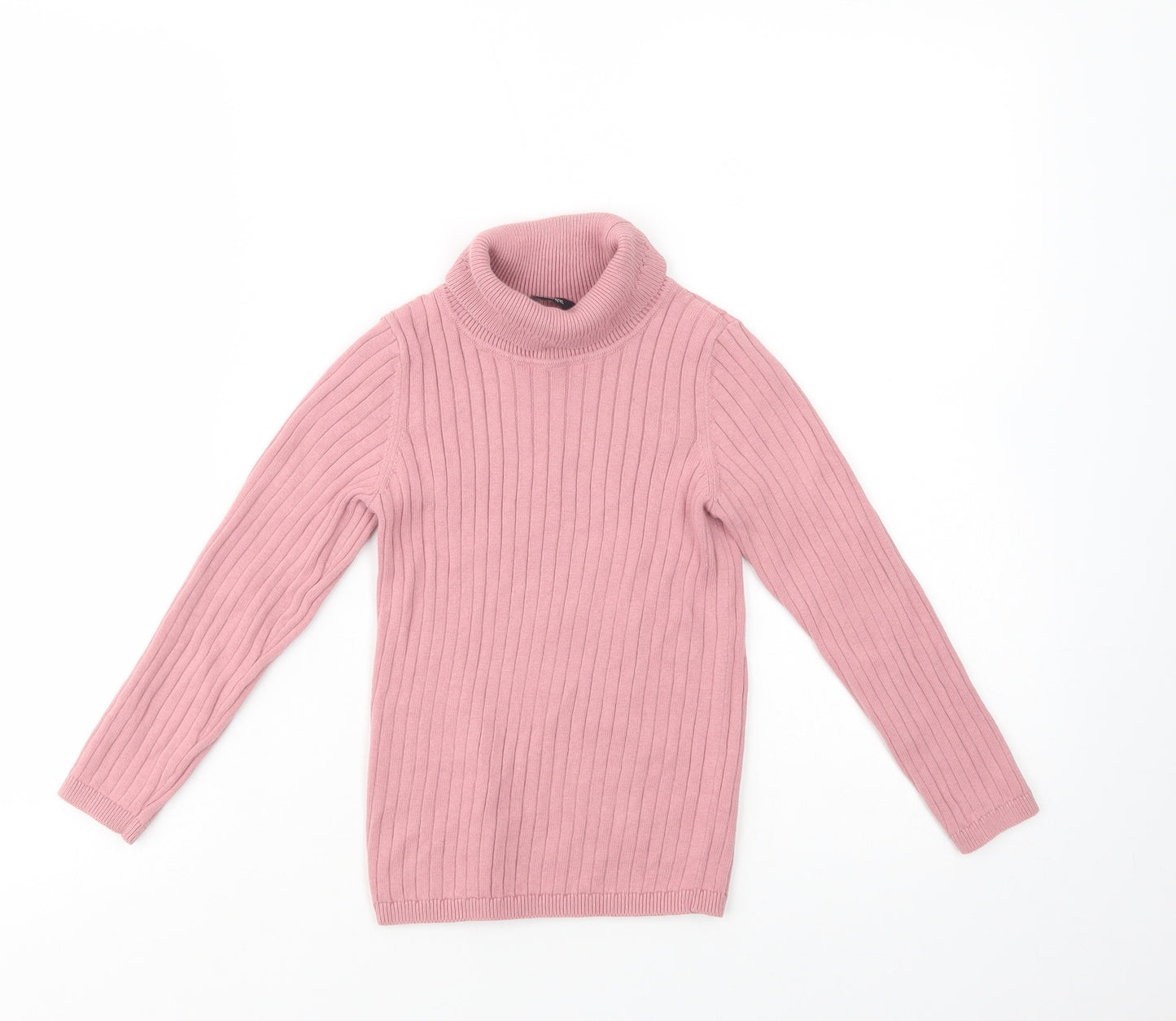 George Girls Pink Roll Neck  Cotton Pullover Jumper Size 7-8 Years  Pullover