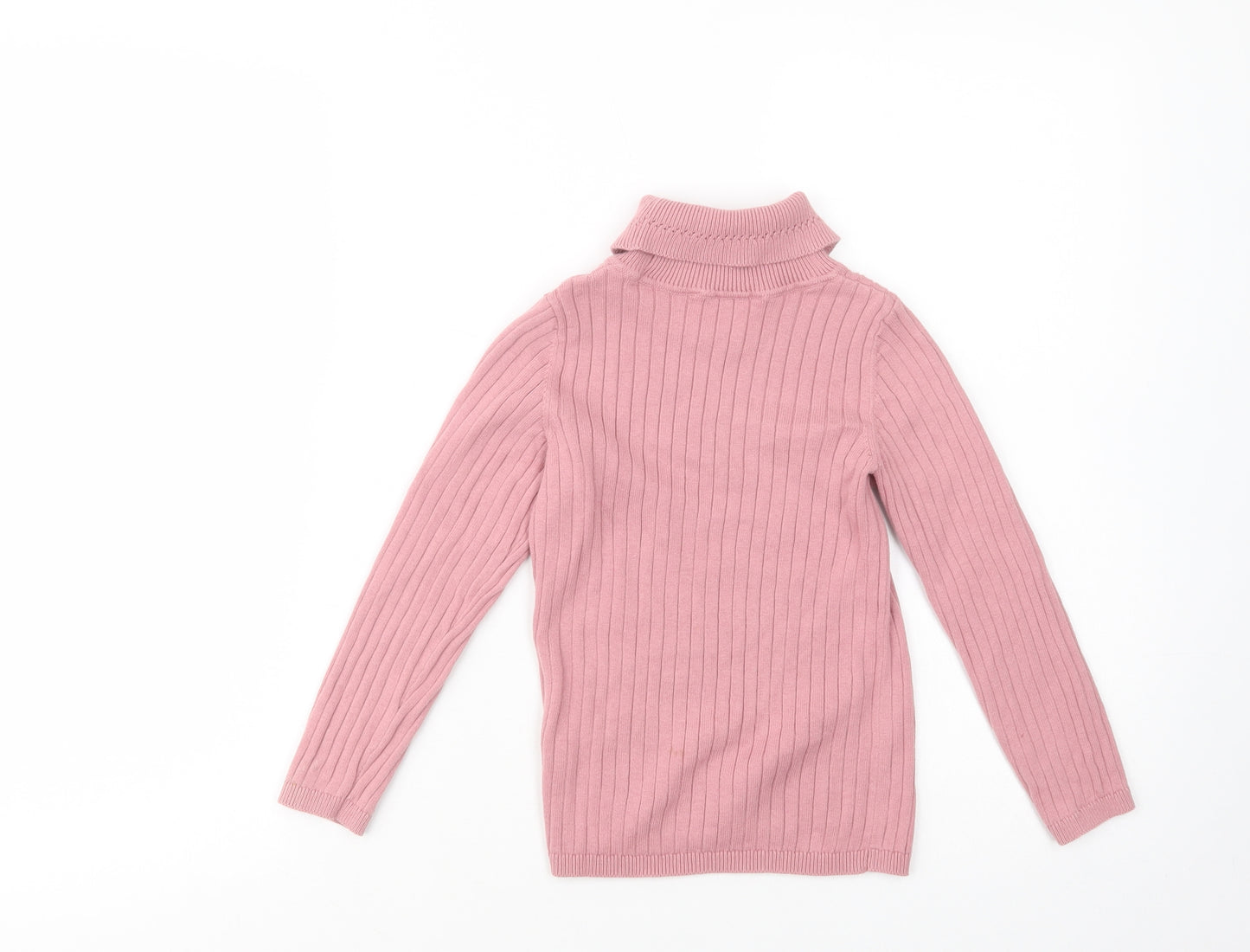 George Girls Pink Roll Neck  Cotton Pullover Jumper Size 7-8 Years  Pullover