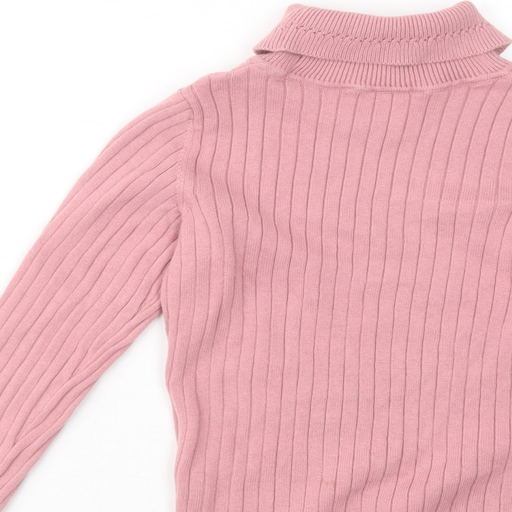 George Girls Pink Roll Neck  Cotton Pullover Jumper Size 7-8 Years  Pullover