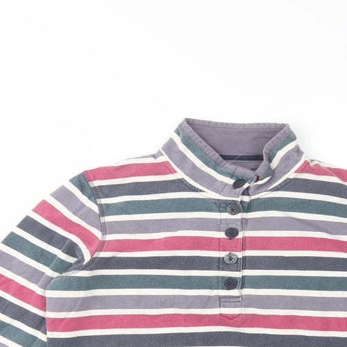 Seasalt Womens Multicoloured Striped Cotton Pullover Sweatshirt Size 12  Button