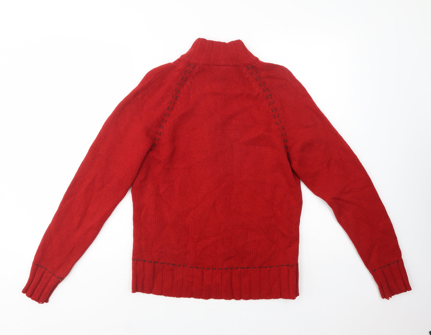 NEXT Womens Red High Neck  Wool Full Zip Jumper Size 12