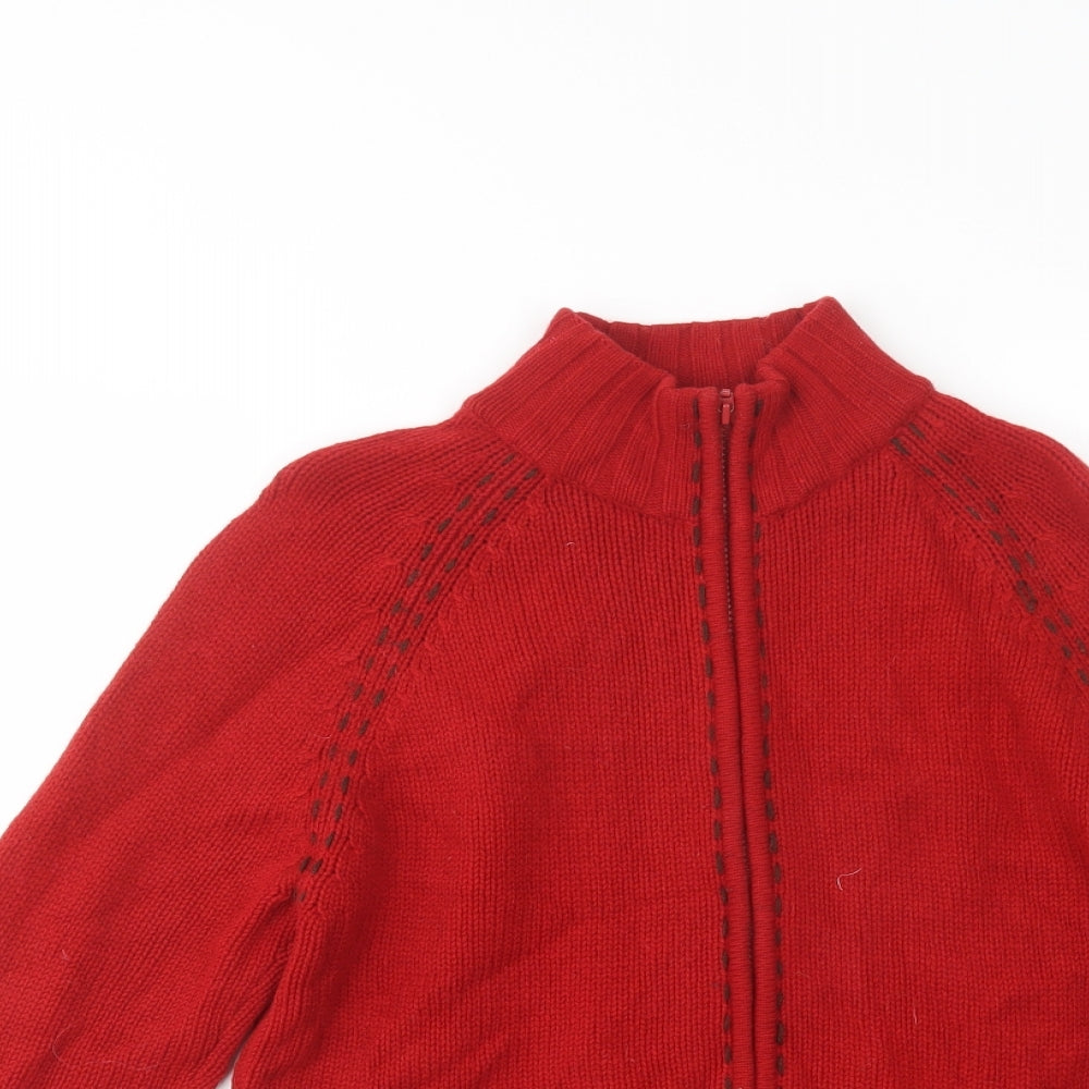 NEXT Womens Red High Neck  Wool Full Zip Jumper Size 12