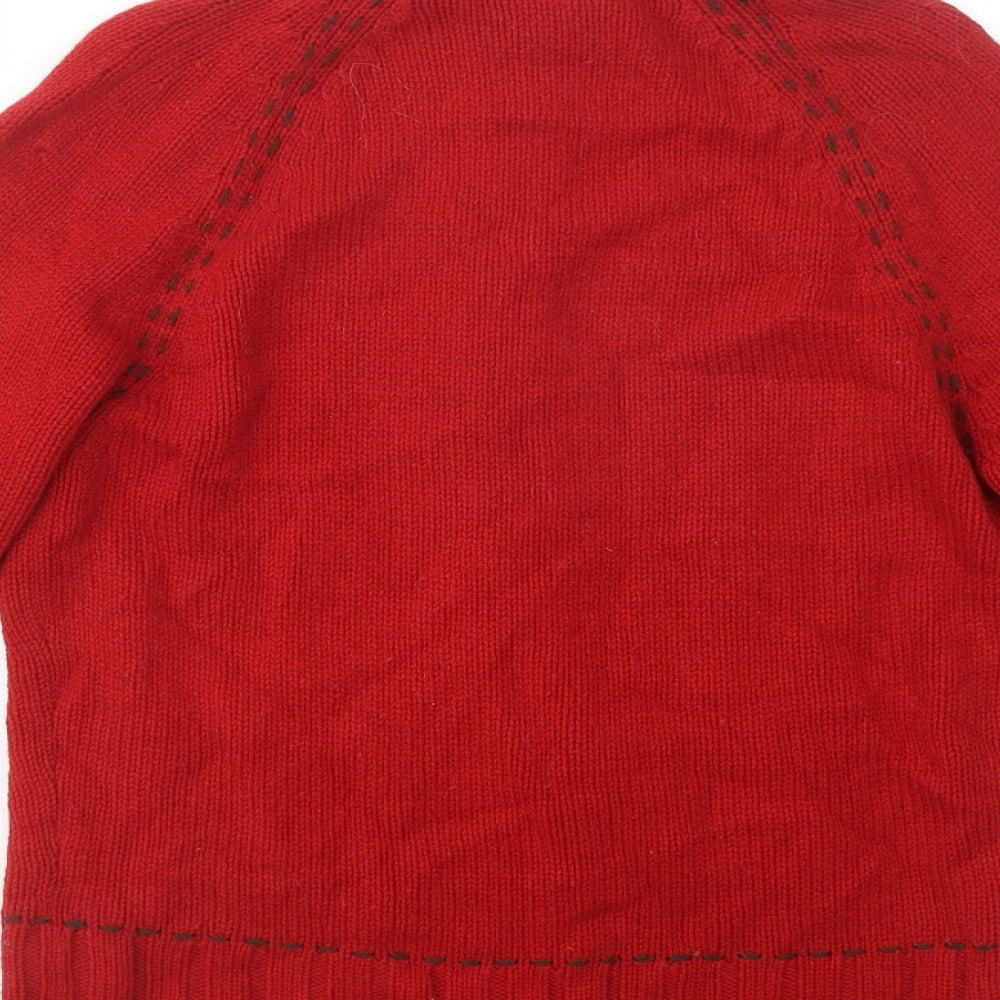 NEXT Womens Red High Neck  Wool Full Zip Jumper Size 12