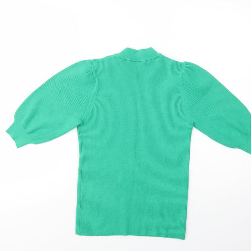 TU Womens Green Mock Neck  Viscose Pullover Jumper Size 10