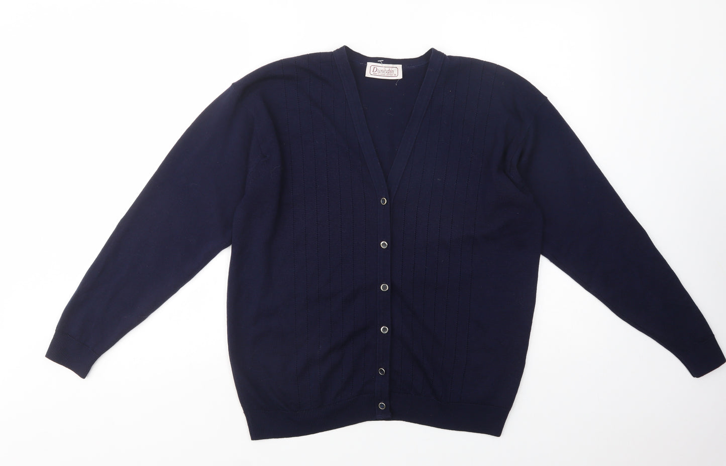 Dunedin Womens Blue V-Neck  Wool Cardigan Jumper Size L