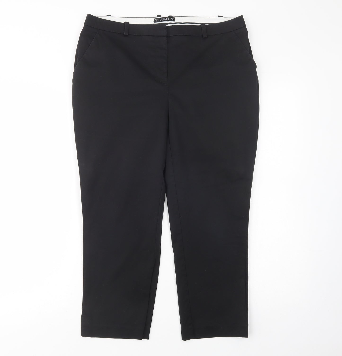 Dunnes Stores Womens Black  Cotton Chino Trousers Size 12 L23 in Regular Button