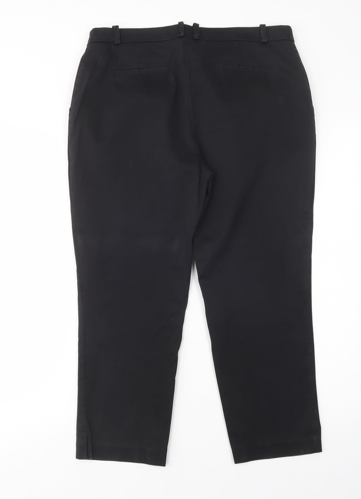 Dunnes Stores Womens Black  Cotton Chino Trousers Size 12 L23 in Regular Button